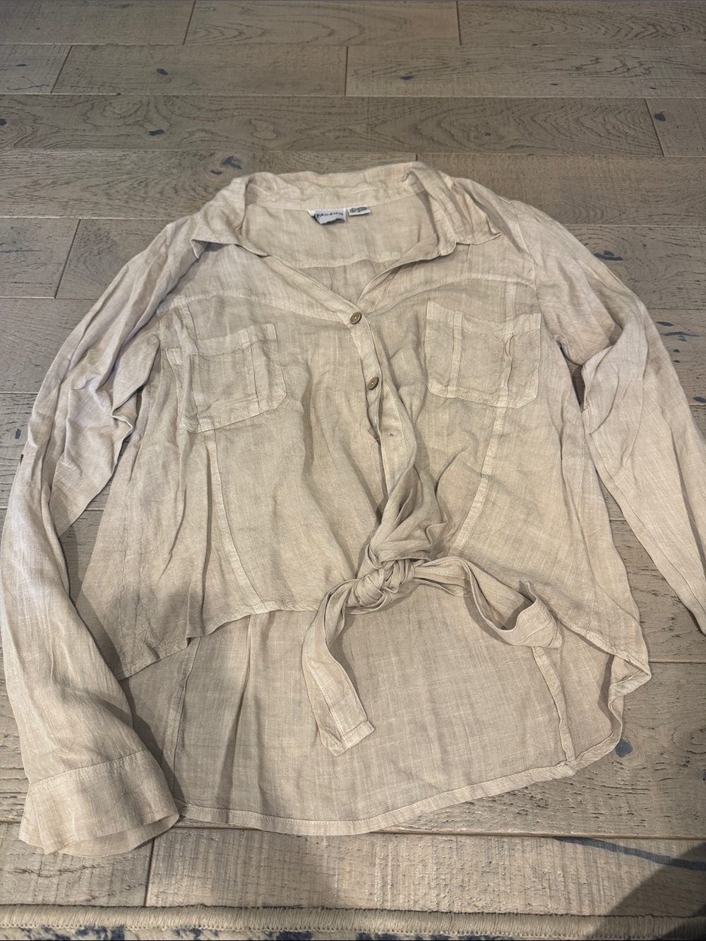 raya sun Light Beige Linen-Cotton Shirt